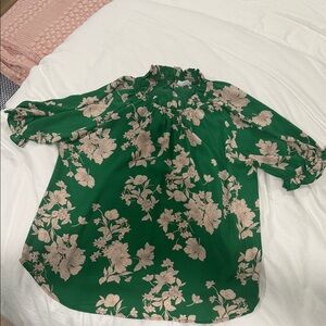 Sienna Sky Green and Beige Floral Blouse